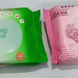 generic HGNOVA UZANA Cool,Clean, Refreshing Facial Wipes 25 Wipes Each Packet, set of 4,With Rose & Jasmine. image 3