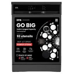 IFB 14 Place Settings with DeepClean® Technology Freestanding Dishwasher (Neptune VX14, Inox Grey, 70° Hot Water Wash with Hygienic Steam Drying, Perfect for Indian Utensils) image 1