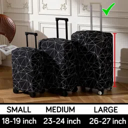 hokipo 180gsm Durable and Washable Suitcase Covers for Trolley Suitcase, Large (26-27inch), Black Geometric Abstract (NEW-5185-D5) image 3