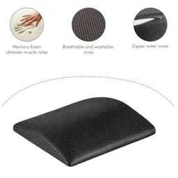The White Willow Memory Foam Small Size Travel Lumbar Back Support Chair Cushion Pillow for Car, Airplane, Long Drive with Breathable Cover (11" L x 9.5" W x 2" H, Black) image 2