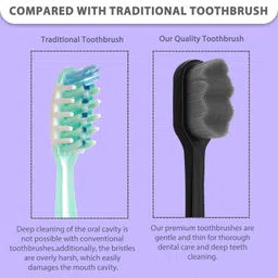CARE CUB Black Zigzag Ultra Soft-Bristles Micro Nano 10,000 Bristle Good Cleaning Effect For Sensitive Teeth Oral Gum Toothbrush For 8 + & Adults,Manual image 3