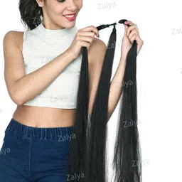 zalya Artificial Fake Long Extensions Hair for Women & Girls - Savaram Gangawan Cataram Sadaraa Paranda Choti False Nakli Hair Wig - Extra Hair Braid Attachment for Ladies - Black (1pcs) image 4