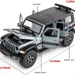 FEXXA 1:32 Scale Exclusive Alloy Metal Pull Back Die-cast Car Model with Sound Light Mini Auto Toy for Kids Metal Model Toy Car with Sound and Light? (Wrangler Rubicon -Grey) image 2
