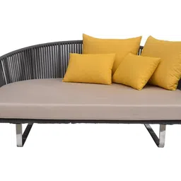 DEVOKO Outdoor Grey Rope Patio Daybed with High Backrest & Comfortable Cream Cushion for Garden, Terrace, Backyard, Balcony image 3