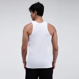 amul comfy Men's Pure Cotton White Vest Pack of 5 image 3