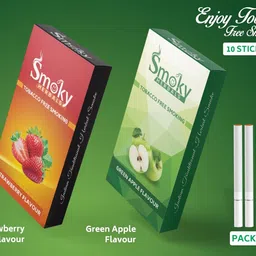 Smoky Herbals Pack of 2 Flavours 100% Tobacco & Nicotine Free Cigarette - 10 Sticks x 2 (GREEN APPLE/STRAWBERRY) image 4