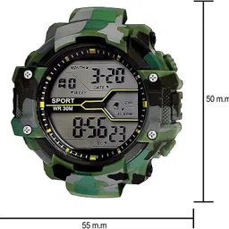 selloria Silicone Unisex Sports Digital Boy'S Watch (Green Dial Green Colored Strap) image 4
