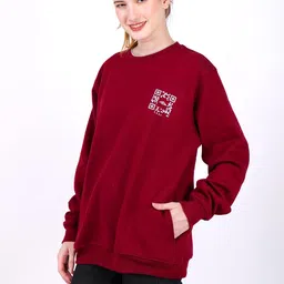 perf Women’s Soft Fleece Sweatshirt – Denim Blue, Poly-Cotton Blend, 340 GSM Warmth image 2