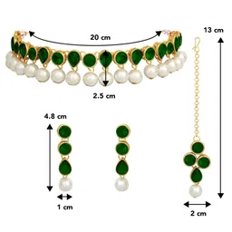 peora Kundan Pearl Traditional Ethnic Choker Necklace Earring Maangtikka Jewellery Set For Women & Girls image 5