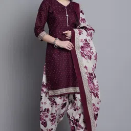 rajnandini Women Green Cotton Printed Ready To Wear Patiala Salwar Suit (Rw2016) image 4