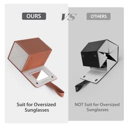 muf Travel Sunglasses Organizer with 4 Slots,Upgraded Multi Sunglasses Case with Mirror & Strap,Suit for Oversized Sunglass,Foldable Sunglass Holder Sunglass Storage Case,Nut Brown, Nut Brown With 4 Slots, 4 Slots image 4