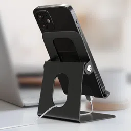 ELV Metal Adjustable Mobile Phone Foldable Holder Stand Dock Mount with Big Back Support to Hold (Upto 10inch) of iPhone, iPad, Smartphones, Tablets, Kindle (Black) image 3