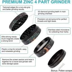 chuppinz Weed Crusher, Crusher for Kitchen, Herb Grinder, Black Pepper Crusher, 4x4x4 cm Compact Design, Ideal for Herbs and Spices Kitchen Tool 4-Layer Design image 4