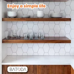 BATODA Set of 2 17" Acacia Wood Floating Shelves Wall Mounted – Rustic Farmhouse Wooden Wall Storage Shelf for Bedroom, Kitchen, Home Décor - Brackets and Shelving Mounting Hardware Included image 5