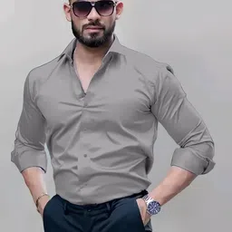 indoprimo Men's Solid Regular Fit Shirt image 2