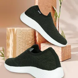 zicko Women's Knitted Upper Memory Foam Shoes for Walking, Gym Training, Casual, Sports - Women's Lightweight Athleisure Knitted Active Wear Slip-On Casual Shoes image 2