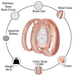 aglance Rose Gold Women's Watch Embrace The Latest Trend with Stylish Snake Design Metal Strap Dial Bracelet image 2