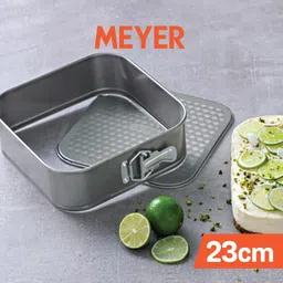Meyer Bakemaster Carbon Steel Non Stick Square Springform Cake Pan | Cake Mould | Sqaure Cake Tin | Nonstick Bakeware | Baking Essentials | Baking Tray Square Pan, 23 cm, Grey image 2