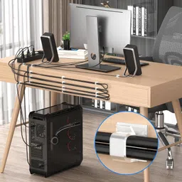 INVOSS 40pcs Cable Clips with Strong Self-Adhesive, Small R Shape Cable Management TV PC Wire Holder Sticky Tidy and Organizer Cord and Wires Clips, Birthday and Diwali Light Clips - (Clear) (1) image 3