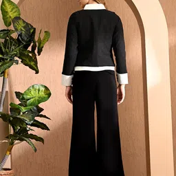 euphoria wardrobe Women's White and Black Crepe Fabric Blazer | Textured Formal Jacket | Two-Tone Office Wear Coat | Stylish Women's Jacket for Office, Party, and Casual Wear image 2