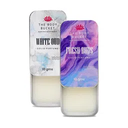 The Body Bucket Combo of White Oud & Fresh Buds Alcohol Free Solid Cologne Perfume- 10 Gms each | Alcohol Free- Pocket Friendly & Easy to Apply | Unisex Gifting Collection image 2
