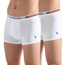 u.s. polo assn. Mens Elasticized Waist Solid Underwear Trunks - Pack of 2 image 1