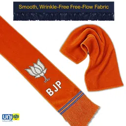 uniq Bharatiya Janata Party - BJP Two-Layer Velvet handmade Crystal stone studded with golden border BJP Logo on both sides - Roto Fatka - 60 Inches Size image 4