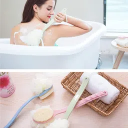 virth Virth® 2 IN 1 Bath Body Brush with Soft Loofah and Bristles,Back Scrubber with Curved Long Handled Shower Brush for Wet or Dry, Women & Men Body,Face and Spa Washing(2 IN 1 BATH BODY BRUSH) image 4
