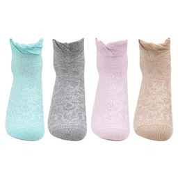 bonjour Women's Cotton Ankle Length Fashion Socks-Pack Of 4, Multicolor image 2