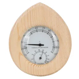 pilipane Thermo Hygrometer,Wooden Sauna Thermograph, Drop-Shaped 2-in-1 Wood Thermo-Thermograph, Used in Sauna Room, Bathroom, Sweat Stream Room etc, Wooden Sauna Thermograph, Thermo Hygrometer, Drop-ind image 1