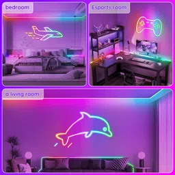 rcuica 16.4Ft Neon Rope Lights,Flexible Led Rope Lights Control with App/Remote,Multiple Modes Rope Lights,IP65 Outdoor RGB Led Neons Light Waterproof,Music Sync Gaming Led Neon Light Strip for Bedroom Decor image 4