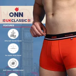 onn UK Classic Men's Combed Cotton Mini Trunk with Feather Touch Ultra Soft Waistband (Colors & Prints May Vary) image 2