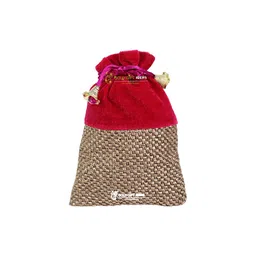 goldgiftideas Jute Velvet Potli Bags for Return Gifts, Shagun Potlis, Potli Pouches for Housewarming, Jute Goody Bags (16 x 12 CM) image 3