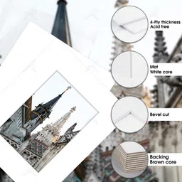 Golden State Art, White 8x10 Picture Mats Mattes with White Core Bevel Cut for 5x7 Photo + Backing +Bags by Golden State Art image 3