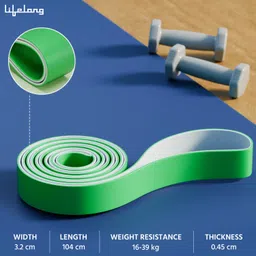 Lifelong Resistance Band for Fitness Training | Exercise & Stretching | Pull Up Band for Home & Gym | Loop Band for Men & Women | Toning Band | Durable Resistance Band for Men | 16-39kg, Medium |Green image 3