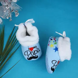 star fish Baby Boys & Girls 3 TO 12 Months Skin Friendly Comfortable & Breathable Papa Printed Booties image 2
