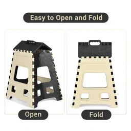 Kuber Industries Pack of 2 Portable & Foldable Stools | Collapsible Camping Chair | Multipurpose Sitting Stool for Outdoor-Fishing-Hiking-Garden-Travel | Large-Small | Cream & Black image 4