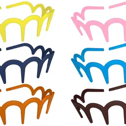 annacreations ANNA CREATIONS Matte Multicolor Plastic Fancy Plastic Teeth Comb Hair Bands For Girls and Women (Pack Of 6) image 4