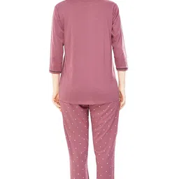zeyo Women's Cotton Dot Printed Pajama Set Night Suit Set Of Shirt & Pyjama 5242 image 3