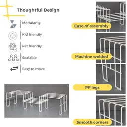 Meshable Moso 3 Tiered Plant Stand for Balcony and Living Room Made with Metal, Elegant Design and Rust Free Decorative Pot Stand For Indoor & Outdoor - White (Set of 1) image 4