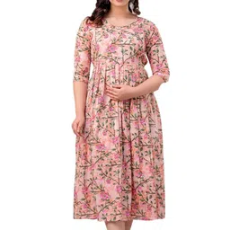 aavrittiqueens Women's Printed Maternity Feeding Dress with Zipper image 1