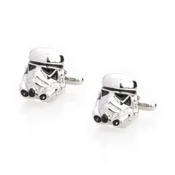 shining jewel - by shivansh Shining Jewel Elegant Fancy and Designer Silver Plated Cufflinks for Men - Star Wars Stormtrooper Design (SJ_7112) image 1