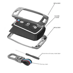 Auto Dean Heavy Duty Luxurious Metal Key Cover Compatible with Tiago Nexon Altroz Safari Storme Zest Bolt Tigor Punch Hexa Harrier etc. [3 Button Flip Key] image 3