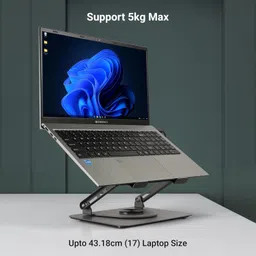 ZEBRONICS NS4000 PRO Rotatable Laptop Metal Stand, Upto 17 inch, 360° Fidget Rotation, Foldable, Multi Angle Adjustment, Type C Detachable RGB Magnetic Fan, Anti-Slip Silicone Pads, Carbon Steel Body image 2