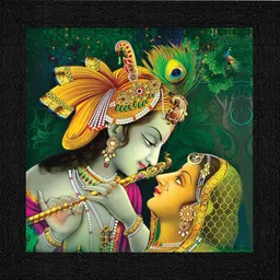 SAF paintings Religious Radha Krishna UV Coated Home Decorative Gift Item Framed Painting 12 inch X 12 inch SAA6137, Multicolor image 1