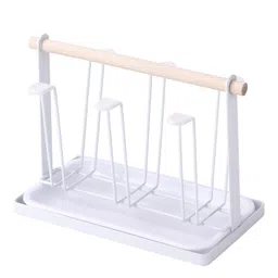 generic Stylish Iron Mug Holder Cup Rack 6 Protective Hooks for Bottles Countertop White image 1