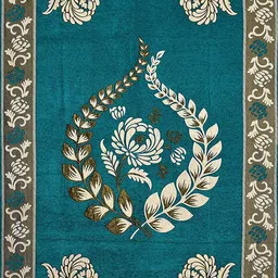 Linen Basics Designer Superfine Exclusive Velvet Chenille Carpet/Area Rug/Bedside Runner, Chenille Living Room Carpet, Durries in Krishna Style (Aqua Blue, 4.5 x 6 Feet) image 4