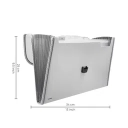 amazon brand - solimo Solimo Expanding File Folder with 13 Pockets, Handle, and Buckle Closure, for A4 Size Documents (Grey) image 5