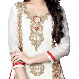 ethnicjunction Women's Chanderi Cotton Embroidered Unstitched Salwar Suit Material image 4