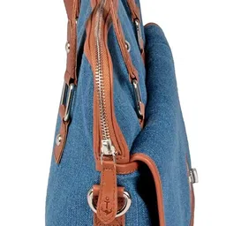tzaro Canvas Genuine Leather Portfolio Bag - Pacific Blue image 3